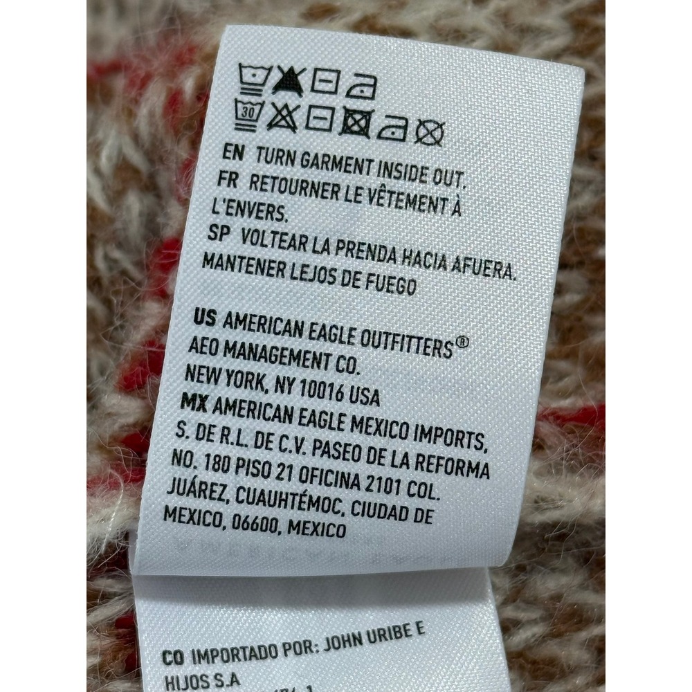 American Eagle Fair Isle Sweater Women L Oversized Tan Cozy Cottagecore Nordic - Picture 9 of 9